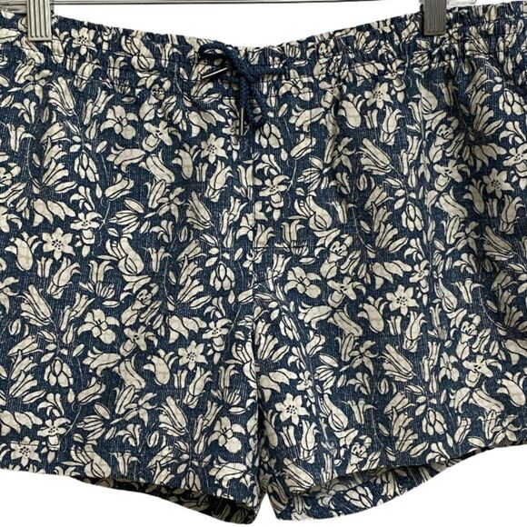 Club Monaco Swim Trunks Men's Size M Floral Print Blue White Beige Elastic Waist - Picture 6 of 15